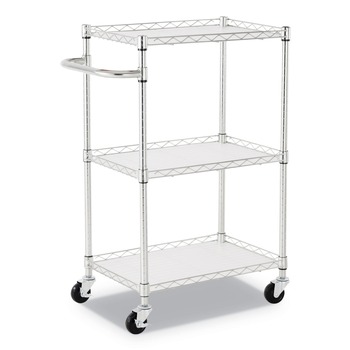 Alera ALESW322416SR 24 in. x 16 in. x 39 in. 500 lbs. Capacity 3-Shelf Wire Cart with Liners - Silver