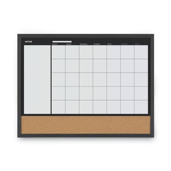 MasterVision MX04511161 24 in. x 18 in. 3-In-1 Monthly Black Wood Frame Planner