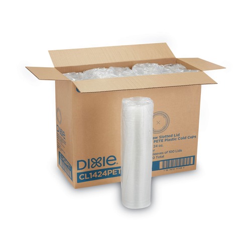 Cups and Lids | Dixie CL1424PET 16 oz. Cup Lids for Plastic Cold Cups - Clear (100-Piece/Sleeve, 10 Sleeves/Carton) image number 0