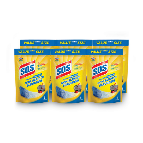 $99 and Under Sale | S.O.S. 10005 Non-Scratch Soap Scrubbers - Blue (6 Packs/Carton, 8/Pack) image number 0