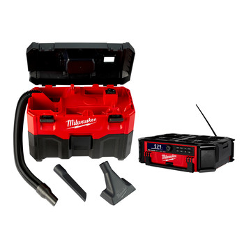Milwaukee 2950-0880-CPO M18 PACKOUT Radio and Charger plus M18 18V Lithium-Ion 2 Gallon Wet/Dry Vacuum (Tool Only)