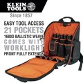 Cases and Bags | Klein Tools 55655 Tradesman Pro 21-Pocket Tool Station Tool Bag Backpack with Work Light image number 1