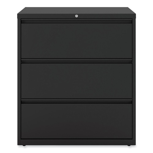 Alera 25489 3-Drawer Lateral 36 in. x 18 in. x 39.5 in. File Cabinet - Black image number 0