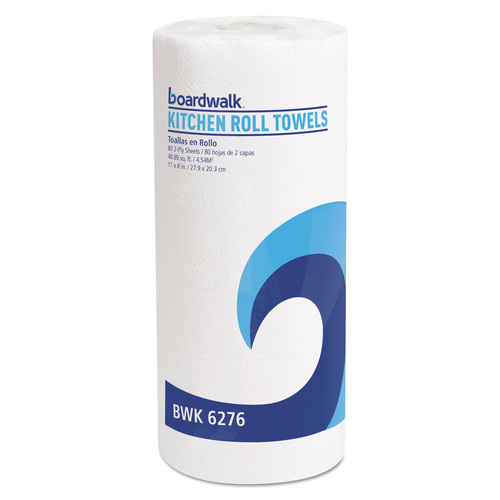 Cleaning & Janitorial Supplies | Boardwalk BWK6276 Perforated 2-Ply 8 in. x 11 in. Household Paper Towel Rolls - White (80 Sheets/Roll, 30 Rolls/Carton) image number 0