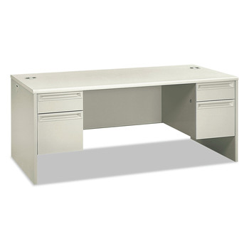 HON H38180.B9.Q 72 in. x 36 in. x 30 in. 38000 Series Double Pedestal Desk - Light Gray/Silver
