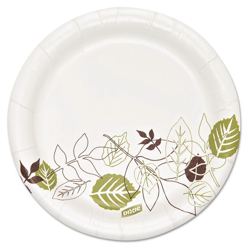 Dixie SXP6WS 5.88 in. Pathways WiseSize Soak Proof Shield Heavyweight Paper Plates - Green/Burgundy (4/Carton) image number 0