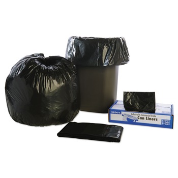 Stout by Envision T3340B13 Total Recycled Content Plastic Trash Bags, 33 Gal, 1.3 Mil, 33-in X 40-in, Brown/black, 100/carton