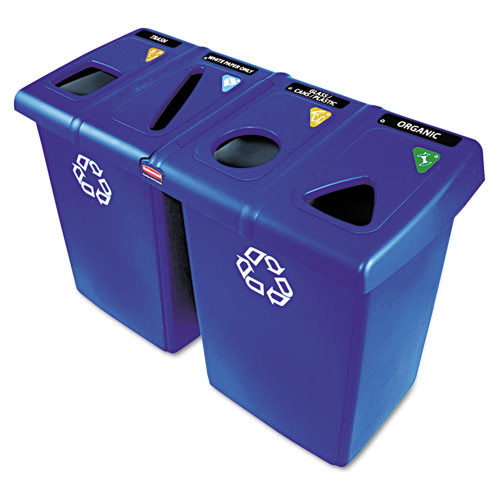New Arrivals | Rubbermaid Commercial 1792372 92 gal. Four-Stream, Glutton Recycling Station - Blue image number 0