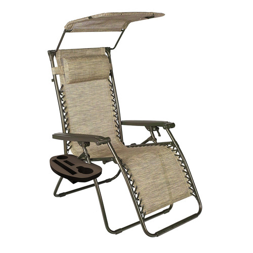 Bliss Hammock GFC-452S 300 lbs. Capacity 26 in. Zero Gravity Chair with Adjustable Canopy - Sand image number 0