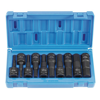 Grey Pneumatic 1498MH 10-Piece 1/2 in. Drive Metric Hex Driver Socket Set