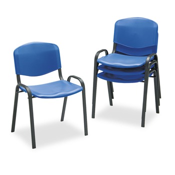 Safco 4185BU Supports up to 250 lbs., Stacking Chairs - Blue Seat/Back, Black Base (4 Chairs/Carton)