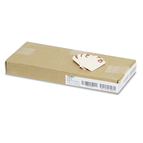  | Avery 12301 11.5 pt. Stock 2.75 in. x 1.38 in. Unstrung Shipping Tags - Manila (1000-Piece/Box) image number 0