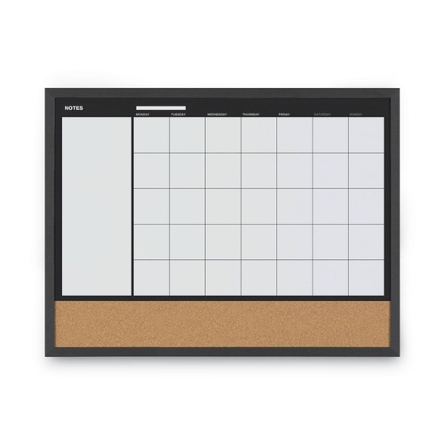 MasterVision MX04511161 24 in. x 18 in. 3-In-1 Monthly Black Wood Frame Planner image number 0