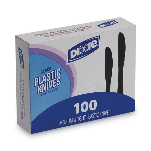 Dixie KM507 Heavy Mediumweight Plastic Knives - Black (100/Box) image number 0