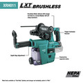 Makita XRH011TWX 18V LXT Brushless Lithium-Ion SDS-PLUS 1 in. Cordless Rotary Hammer Kit with HEPA Dust Extractor Attachment and 2 Batteries (5 Ah) image number 7