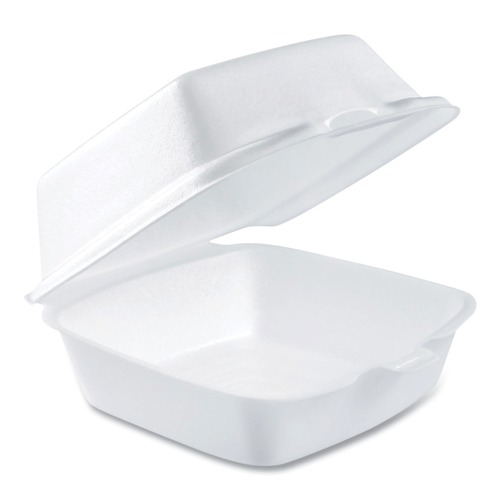 Just Launched | Dart 50HT1 5-1/2 in. x 5-3/8 in. x 2-7/8 in. Hinged Lid Insulated Foam Containers - White (500-Piece/Carton) image number 0