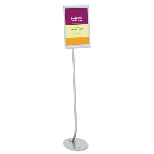 Mailroom Equipment | Quartet 7922 Aluminum Frame 11 in. x 17 in. Designer Sign Stand - Silver image number 0