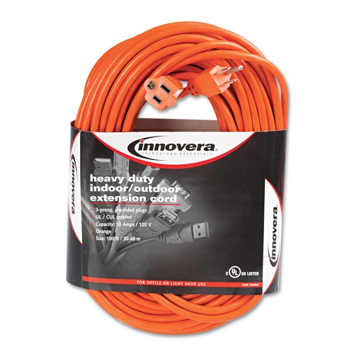 Innovera IVR72200 120V 10 Amp 100 ft. Corded Indoor/Outdoor Extension Cord - Orange image number 0