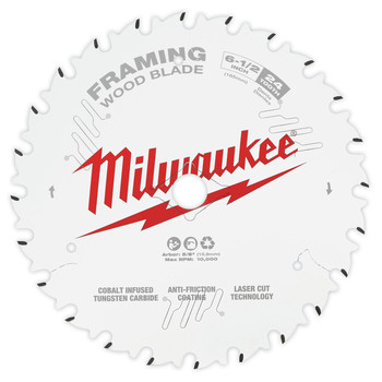 Milwaukee 48-40-0620 6-1/2 in. 24T Framing Circular Saw Blade Milwaukee 48-40-0620 6-1/2 in. 24T Framing Circular Saw Blade