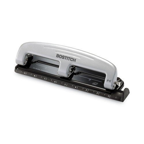 PaperPro 2101 Ez Squeeze Three-Hole Punch, 12-Sheet Capacity, Black/silver image number 0