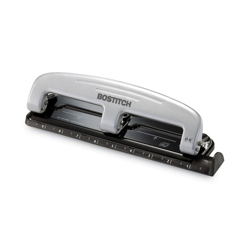 Staple Punches | PaperPro 2101 Ez Squeeze Three-Hole Punch, 12-Sheet Capacity, Black/silver image number 0