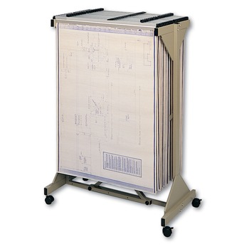 Safco 5060 Mobile Plan Center Sheet Rack, 18 Hanging Clamps, 43 3/4 X 20 1/2 X 51, Sand