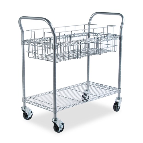 Carts | Safco 5236GR 18.75 in. x 39 in. x 38.5 in. 600 lbs. Capacity Wire Mail Cart - Metallic Gray image number 0