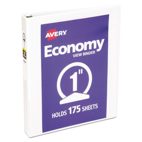 Friends and Family Sale - Save up to $60 off | Avery 05711 1 in. Capacity Economy 3 Round Ring View Binder - White image number 0