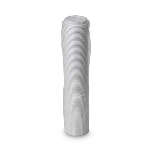 Cups and Lids | Dixie D9542 Dome Plastic Lids for 12 and 16 oz. Paper Cups - Large, White (100-Piece/Pack) image number 0