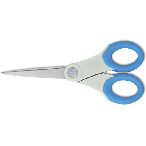 Westcott 14648 7 in. Long, 3 in. Cut Length, Pointed Tip, Scissors with Antimicrobial Protection - Blue Straight Handle image number 0