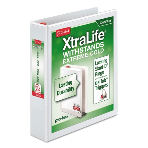 New Arrivals | Cardinal 26310 Xtralife Clearvue Non-Stick Locking Slant-D Ring Binder, 3 Rings, 1.5-in Capacity, 11 X 8.5, White image number 0