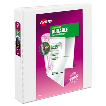Avery 17022 11 in. x 8.5 in. 3 Rings, 1.5 in. Capacity, Durable View Binder with DuraHinge and Slant Rings - White