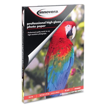 Innovera IVR99550 10 mil 8.5 in. x 11 in. High-Gloss Photo Paper - White (50/Pack)