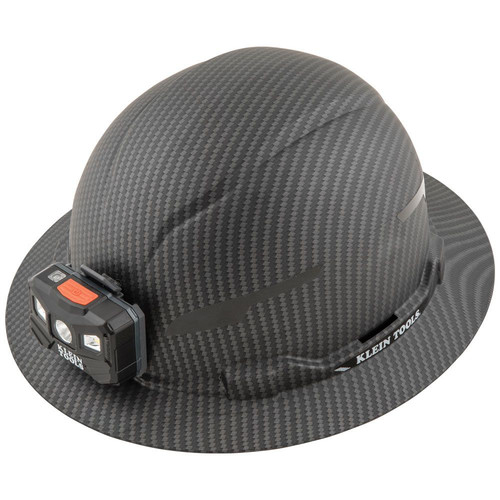 Klein Tools 60346 Premium KARBN Pattern Class E, Non-Vented, Full Brim Hard Hat with Rechargeable Lamp image number 0