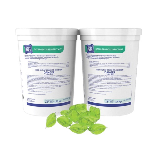 Cleaning & Janitorial Supplies | Easy Paks 5412135 Lemon Scent 0.5 oz. Packet Detergent/ Disinfectant (2 Tubs/Carton, 90/Tub) image number 0
