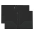 Universal UNV20550 100-Sheets, Plastic Twin-Pocket Report Covers with 3 Fasteners - Black (10/Pack) image number 2