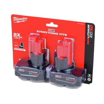 BATTERIES AND CHARGERS | Milwaukee M12 REDLITHIUM XC 3 Ah Lithium-Ion Battery (2-Pack)