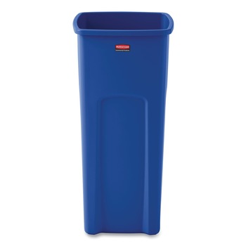 FACILITY MAINTENANCE SUPPLIES | Rubbermaid Commercial FG356973BLUE 23 Gallon Plastic Recycled Untouchable Square Recycling Container - Blue