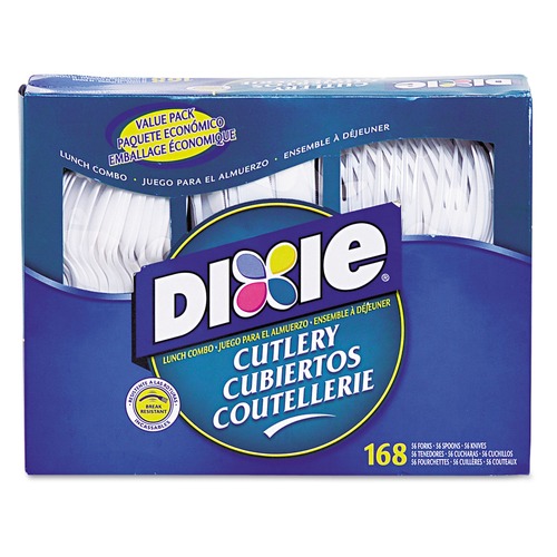 Cutlery | Dixie CM168 Plastic Tray with Forks, Knives, and Spoons - White (168/Box) image number 0