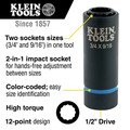 Klein Tools 66001 2-In-1 12 Point 3/4 in./ 9/16 in. Impact Socket image number 1