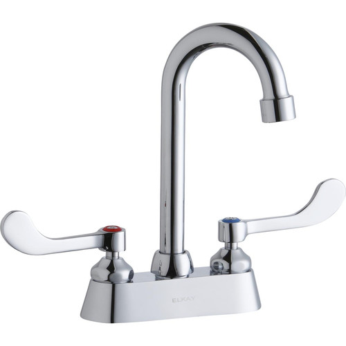 Elkay LK406GN04T4 4 in. Centerset with Exposed Deck Faucet, 4 in. Gooseneck Spout and Wristblade Handles (Chrome) image number 0