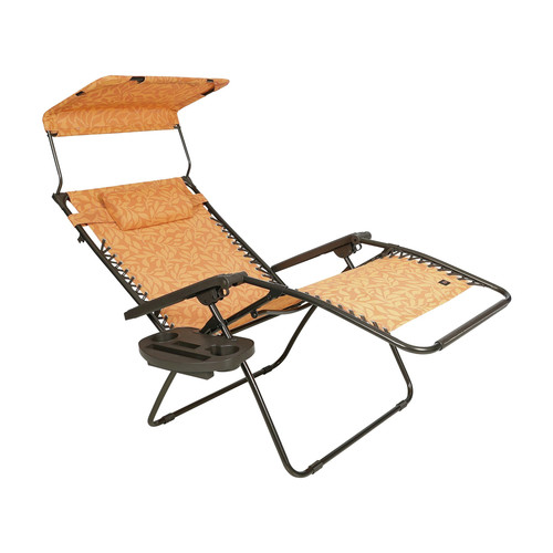 Canopy and Side Tray Bliss Hammocks Zero Gravity Chair with Covered Bungee Blue Floral
