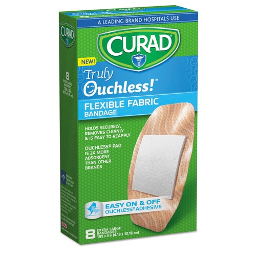 Curad CUR5003 Ouchless Flex Fabric 1.65 in. x 4 in. Bandages (8-Piece/Box) image number 0