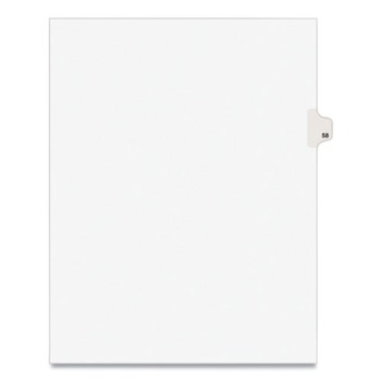 Avery 01058 11 in. x 8.5 in. 10-Tab 58 Tab Titles Avery Style Preprinted Legal Exhibit Side Tab Index Dividers - White (25-Piece/Pack)