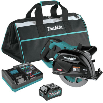 MITER SAWS | Makita 40V max XGT Brushless Lithium-Ion 7-1/4 in. Cordless Metal Cutting Saw Kit with Electric Brake and Chip Collector (4 Ah)