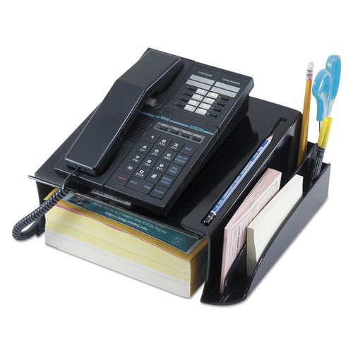 Universal UNV08116 12 1/4 in. x 10 1/2 in. x 5 1/4 in. Telephone Stand and Message Center - Black image number 0