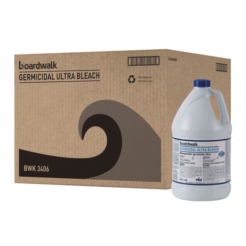 Cleaning and Janitorial Accessories | Boardwalk 11007195044 1 Gallon Bottle Ultra Germicidal Bleach (6-Piece/Carton) image number 0