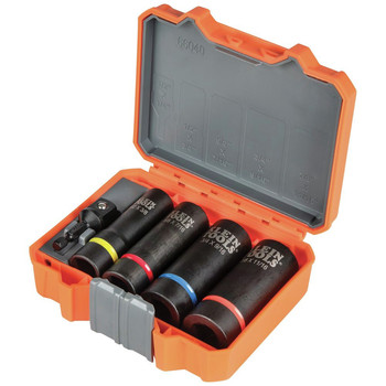 IMPACT SOCKETS | Klein Tools 66040 5-Piece 1/2 in. Drive 12 Point Deep 2-in-1 Impact Socket Set
