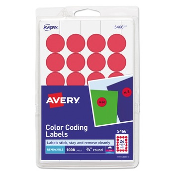 Avery 05466 Printable Self-Adhesive Removable 0.75 in. Color-Coding Labels - Red (42-Sheet/Pack 24-Piece/Sheet)