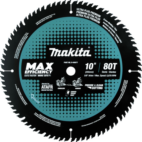 Makita B-66977 10 in. 80T Carbide-Tipped Max Efficiency Miter Saw Blade image number 0